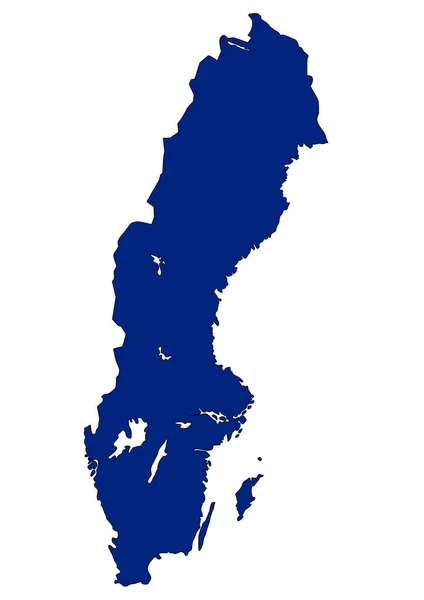 Mapa Suécia Cheio Cor Azul — Fotografia de Stock