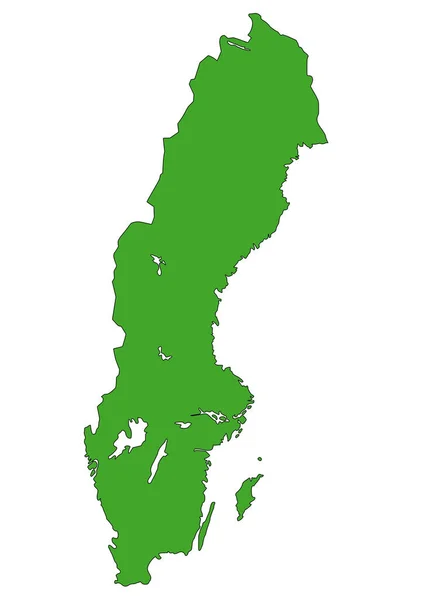 Carte Suède Remplie Couleur Verte — Photo