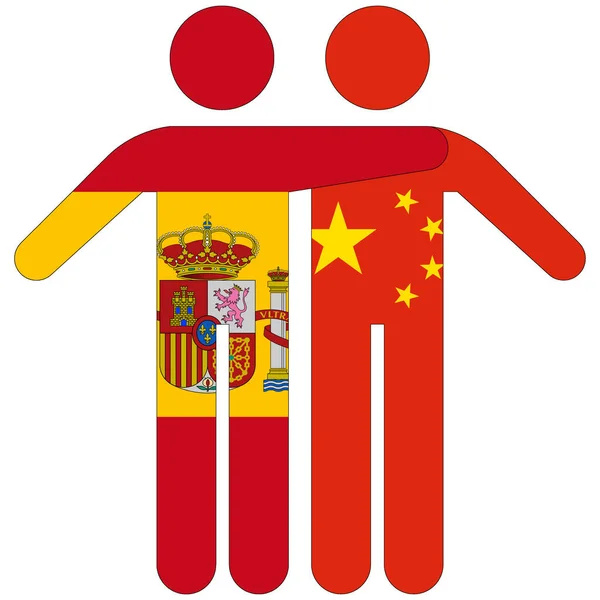 Spanien China Freundschaftskonzept Auf Weißem Hintergrund — Stockfoto