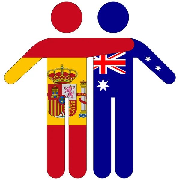 Spanien Australien Freundschaftskonzept Auf Weißem Hintergrund — Stockfoto