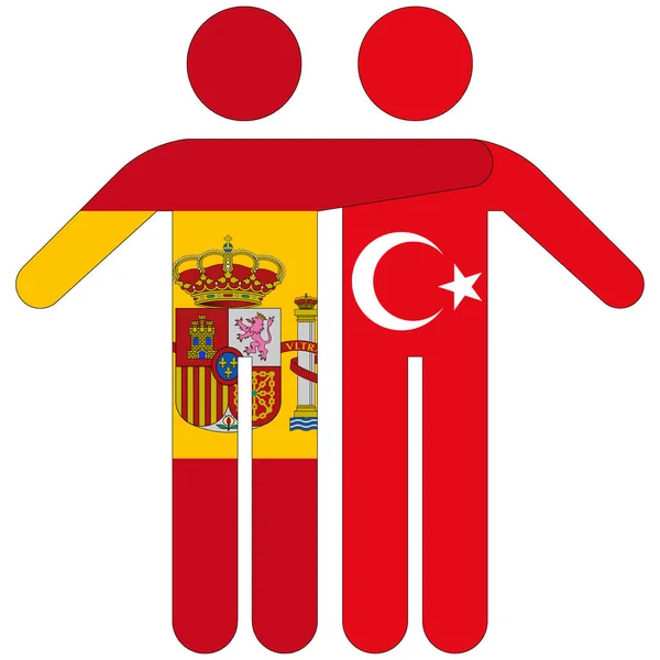 Espagne Turquie Concept Amitié Sur Fond Blanc — Photo