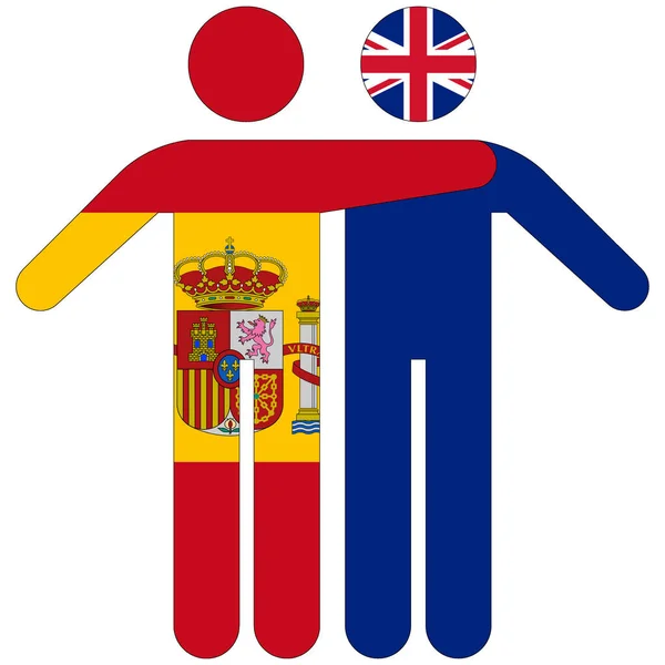 Ισπανία Ηνωμένο Βασίλειο Έννοια Της Φιλίας Λευκό Φόντο — Φωτογραφία Αρχείου