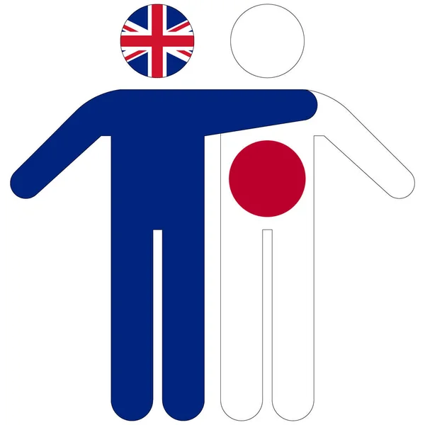 Reino Unido Japão Conceito Amizade Sobre Fundo Branco — Fotografia de Stock