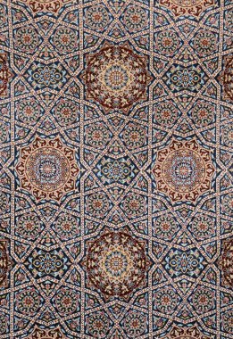 Orta Asya halılarının resmedilmesinde geleneksel bir doğu motifi. Buhara, Özbekistan