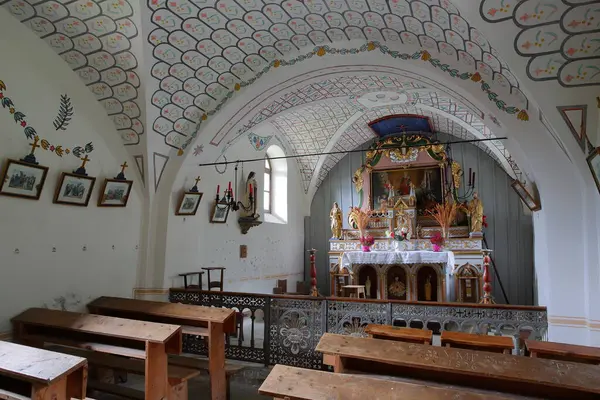 stock image BOUDIN, BEAUFORT, NORTHERN ALPS, FRANCE - JUNE 30, 2024: The interior of the church of the hamlet Boudin, Beaufortain, Savoie