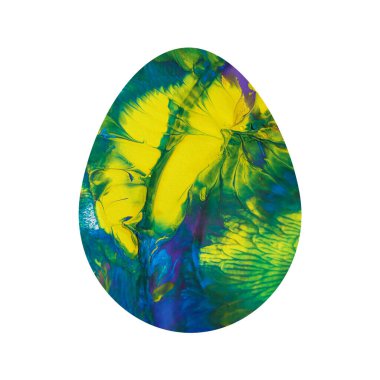 Beyaz arka planda izole edilmiş renkli paskalya yumurtası. tempera resmi