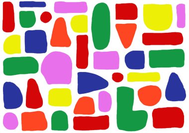 Beyaz arkaplanda renkli şekilleri olan kusursuz desen