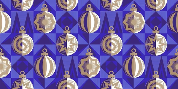 Elegante Modello Senza Cuciture Natale Design Geometrico Blu Intenso Della — Vettoriale Stock