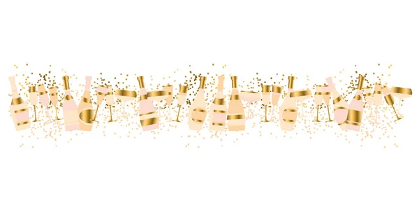 金色的香槟横幅在新年 圣诞节 生日等庆祝活动中 人们都会举杯庆祝 — 图库矢量图片