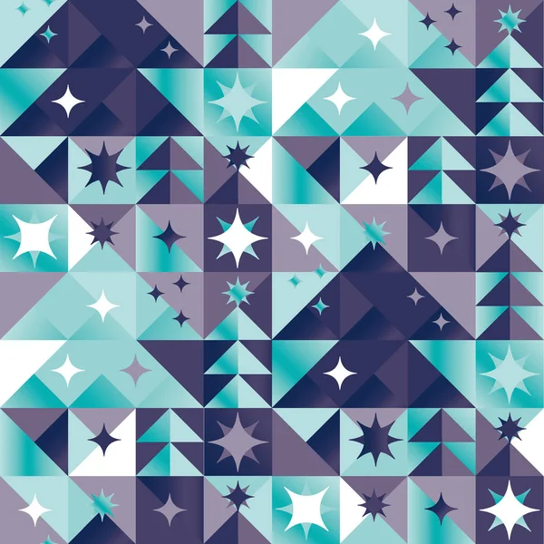 Christmas Tree Stars Geometric Seamless Pattern Violet Blue Color Background — Stock Vector