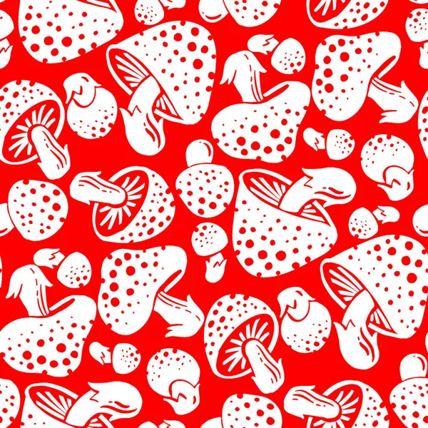 Amanita agaric mushroom seamless pattern for wrap, fabric, surface design, package, packing, sublimation print.