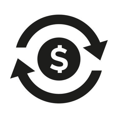 Beyaz arka planda para aktarım simgesi. Vektör illüstrasyonu