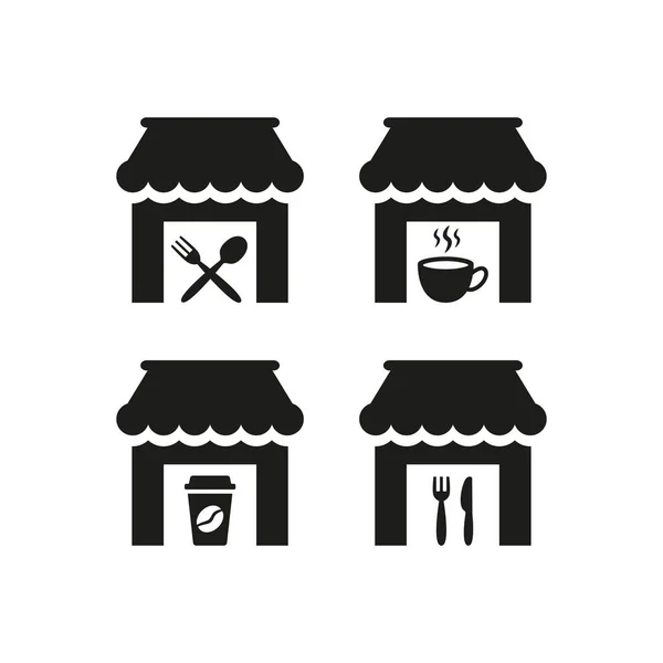 Étterem Kávézó Ikonok Fehér Háttéren Vektoros Illusztráció — Stock Vector