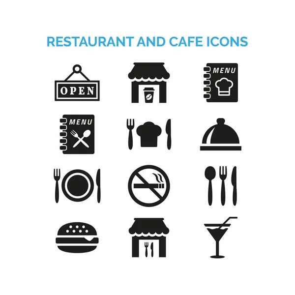 Restaurante Café Ícones Definidos Fundo Branco Ilustração Vetorial Ilustração De Stock