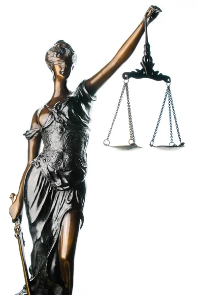 stock image Isolated statue of goddess of justice Themis on the white background.