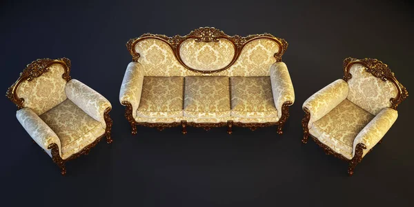 Klassisches Sofa Und Sessel Rendering — Stockfoto