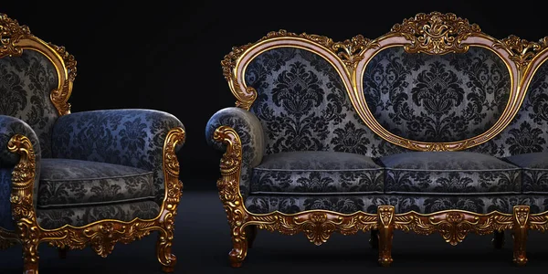 Klasyczna Sofa Fotel Renderowanie — Zdjęcie stockowe