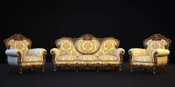 Klasyczna Sofa Fotel Renderowanie — Zdjęcie stockowe