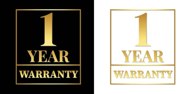 Altın Kalkanlı Altın Kurdeleli Yıllık Garanti Logosu Vektör Illüstrasyonu — Stok Vektör