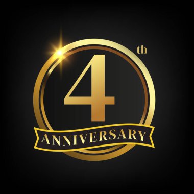 Laurel Çelengi ve Altın Kurdele İllüstrasyonlu 4. Altın Yıldönümü logosu