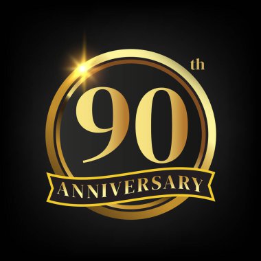 Laurel Çelengi ve Altın Kurdele İllüstrasyonlu 90. altın yıl dönümü logosu