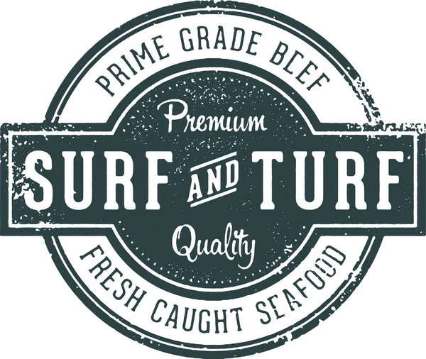 Surf Turf Fine Dining Restaurant Stamp — Stock Vector
