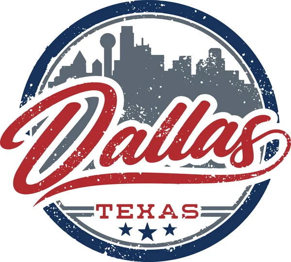 Dallas Texas Skyline Pieczątka — Wektor stockowy