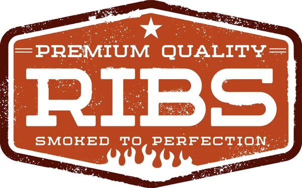 Premium Bbq Ribs Vintage Σημάδι — Διανυσματικό Αρχείο
