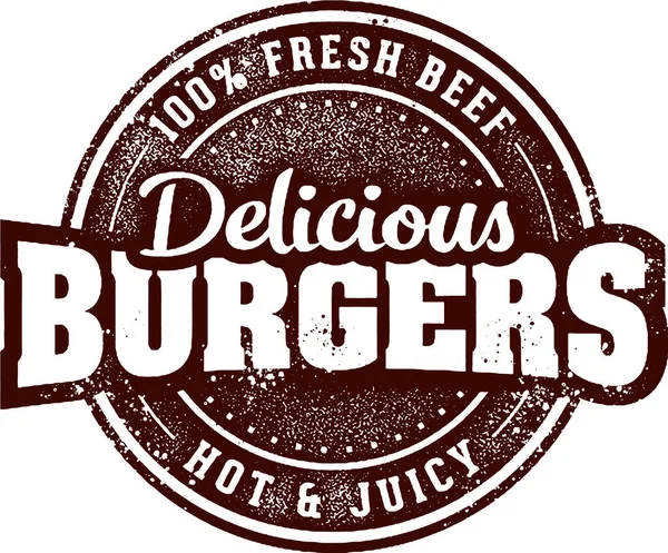 Deliciosos Hambúrgueres Carne Sinal Restaurante — Vetor de Stock