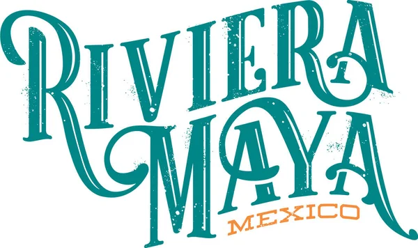 Riviera Maya Meksika Seyahat Metni Bayrağı — Stok Vektör