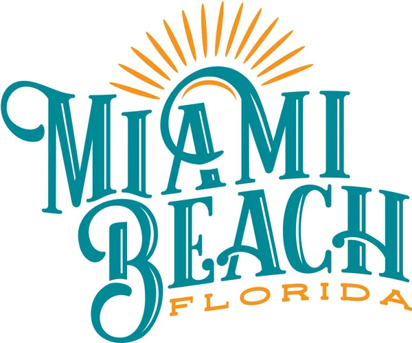 Banner Teks Kustom Miami Beach Florida - Stok Vektor
