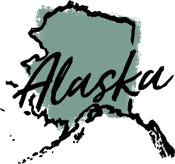 Aljaška State Usa Ručně Kreslený Skica Design — Stockový vektor