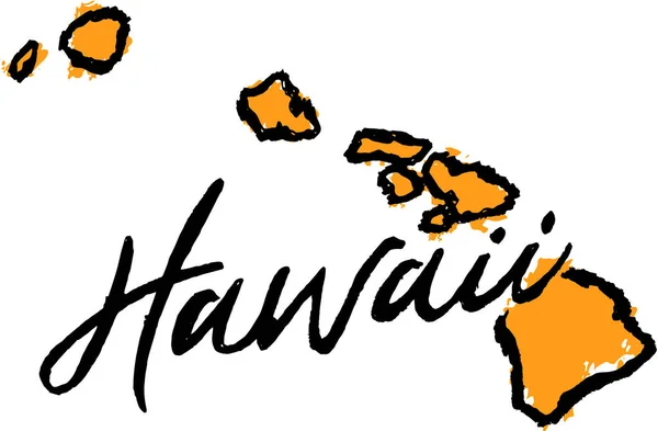 Hawaii State Usa Met Hand Getekend Schets Ontwerp — Stockvector