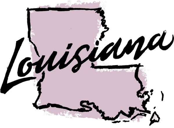 Louisiana State Usa Disegno Disegnato Mano — Vettoriale Stock