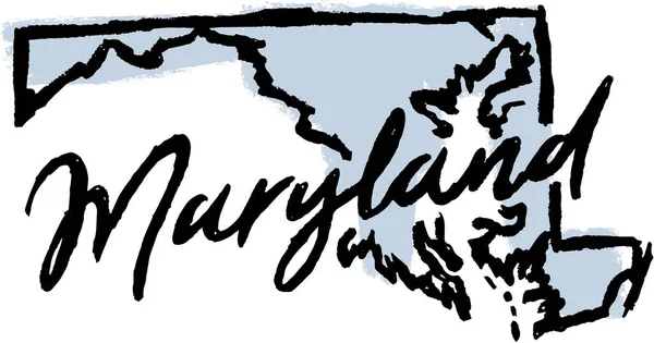 Disegno Disegnato Mano Del Maryland State Usa — Vettoriale Stock
