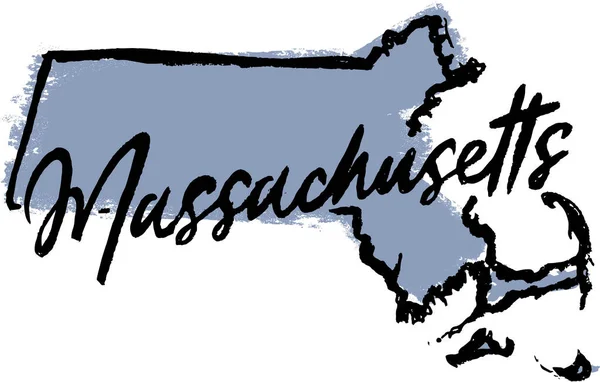 Massachusetts State Usa Esquisse Dessinée Main — Image vectorielle