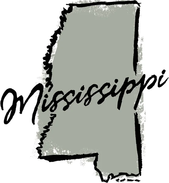 Mississippi Estado Diseño Boceto Dibujado Mano — Archivo Imágenes Vectoriales