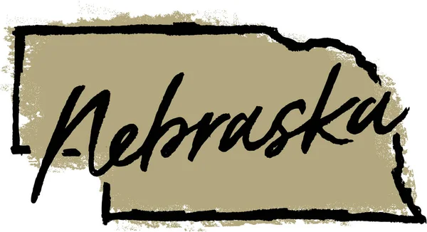 Nebraska State Usa Handritad Skiss Design — Stock vektor