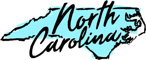 North Carolina State Usa Disegno Disegnato Mano — Vettoriale Stock