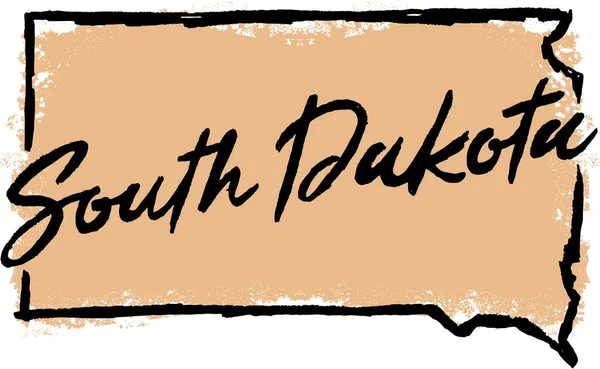 South Dakota State Usa Disegno Disegnato Mano — Vettoriale Stock