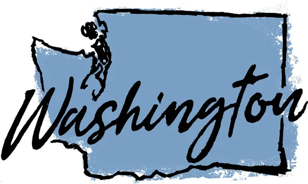 Washington State Ηπα Χέρι Σχέδιο Σκίτσο — Διανυσματικό Αρχείο