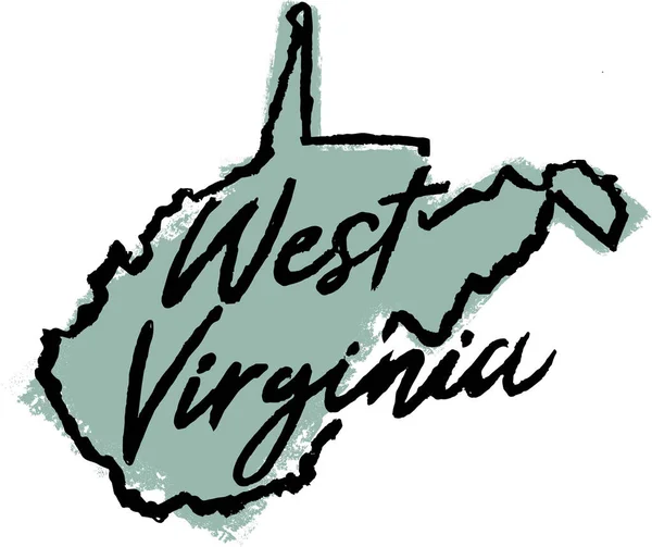 West Virginia State Usa Hand Drawn Sketch Design — Stock Vector