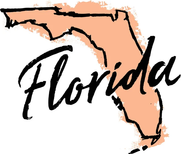 Florida State Usa Hand Drawn Sketch Design Stock Vektory