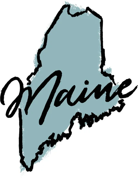 Maine Diseño Dibujado Mano Del Estado Gráficos vectoriales