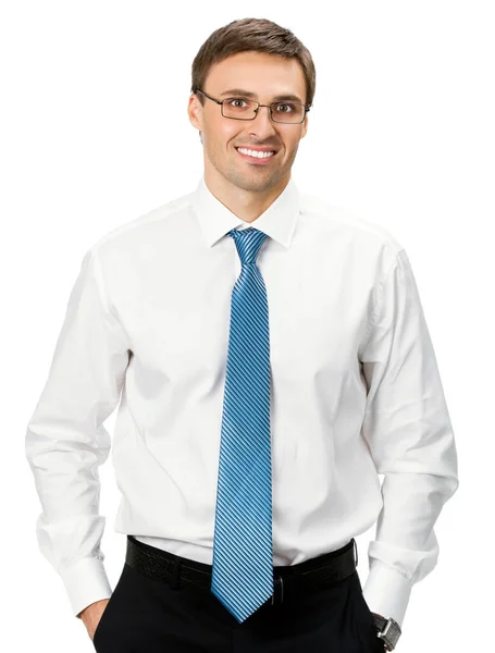 Portrait Young Happy Smiling Business Man Isolated White Background — Stock Photo, Image