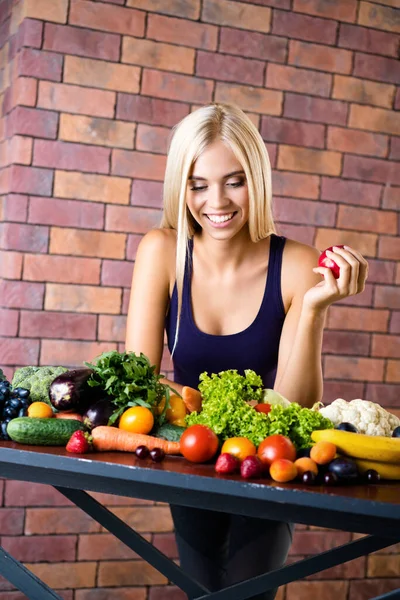 Portrait Happy Smiling Young Beautiful Blond Woman Fitness Wear Healthy — Stock Photo, Image