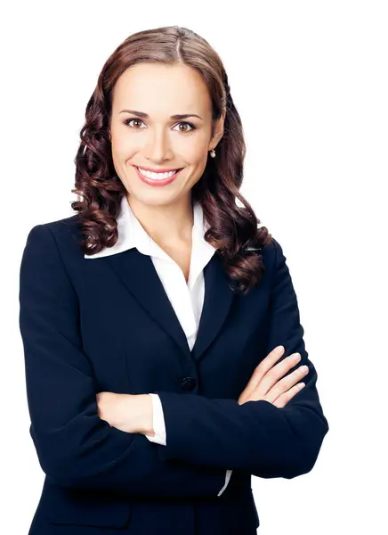 Portrait Happy Smiling Business Woman Isolated White Background Stock Picture