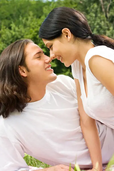 Portrait Young Happy Smiling Cheerful Attractive Couple Together Outdoors Royalty Free Stock Photos
