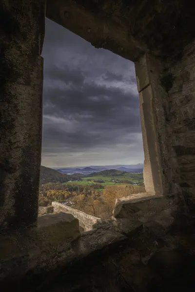 View Window Hukvaldy Castle Countryside — Stock Photo, Image