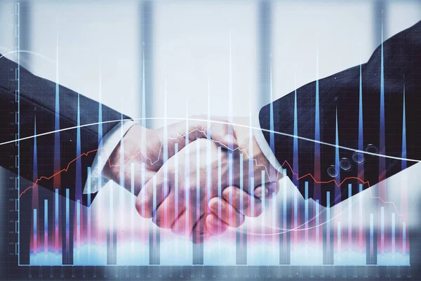 Двойное Воздействие Форекс Голограммы Рукопожатие Двух Мужчин Концепция Фондового Рынка — стоковое фото